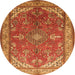 Machine Washable Medallion Orange Traditional Area Rugs, wshtr258org