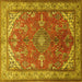 Square Medallion Yellow Traditional Rug, tr258yw