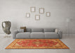 Machine Washable Medallion Orange Traditional Area Rugs in a Living Room, wshtr258org