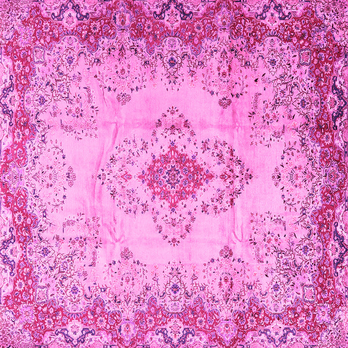 Square Machine Washable Persian Pink Traditional Rug, wshtr2590pnk