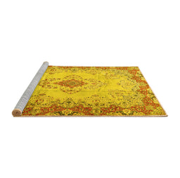 Sideview of Machine Washable Persian Yellow Traditional Rug, wshtr2590yw