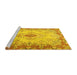 Sideview of Machine Washable Persian Yellow Traditional Rug, wshtr2590yw