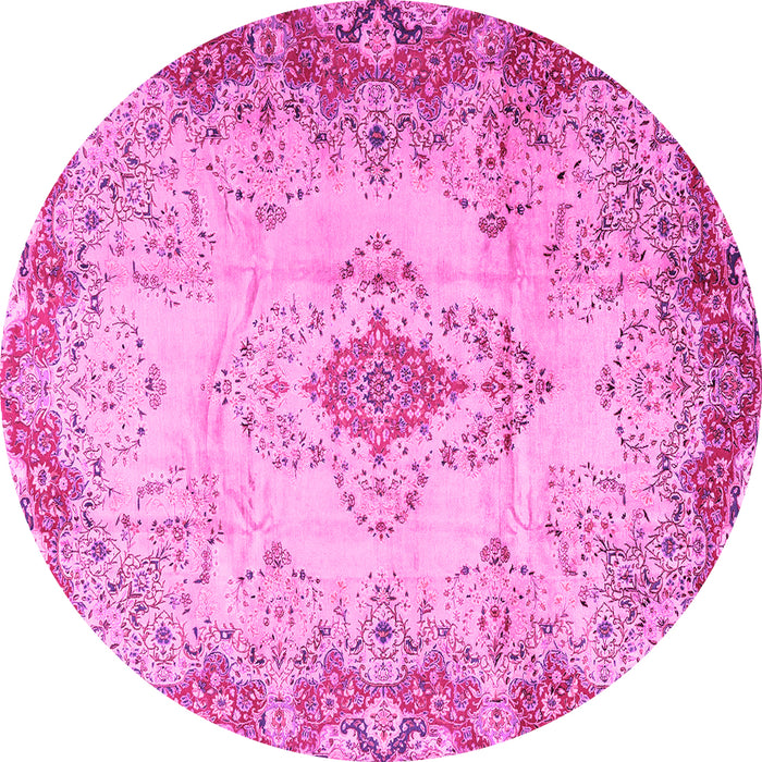Round Persian Pink Traditional Rug, tr2590pnk