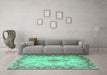 Machine Washable Persian Turquoise Traditional Area Rugs in a Living Room,, wshtr2590turq