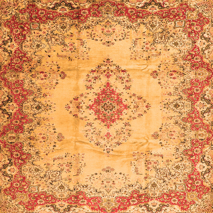 Round Machine Washable Persian Orange Traditional Area Rugs, wshtr2590org