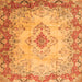 Round Machine Washable Persian Orange Traditional Area Rugs, wshtr2590org