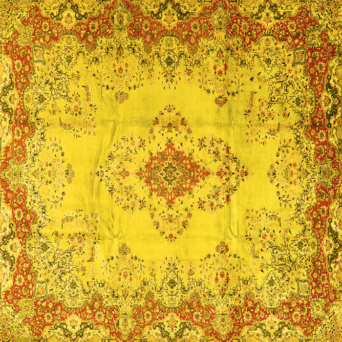 Square Machine Washable Persian Yellow Traditional Rug, wshtr2590yw
