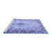 Sideview of Machine Washable Persian Blue Traditional Rug, wshtr2590blu