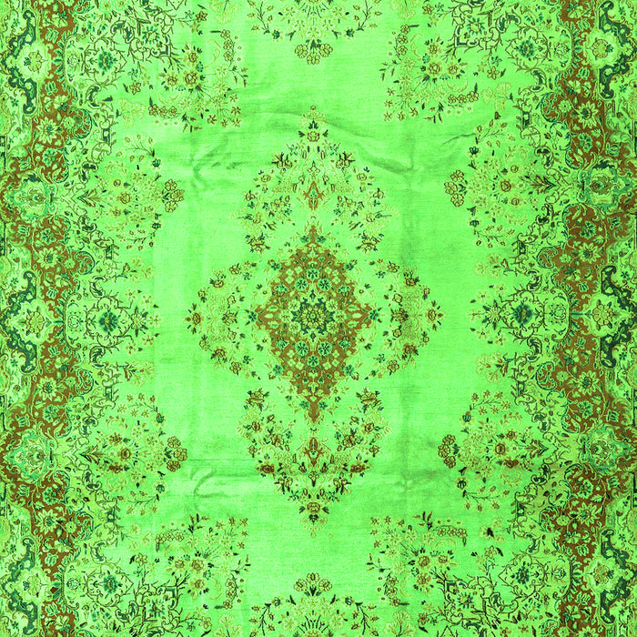 Serging Thickness of Machine Washable Persian Green Traditional Area Rugs, wshtr2590grn