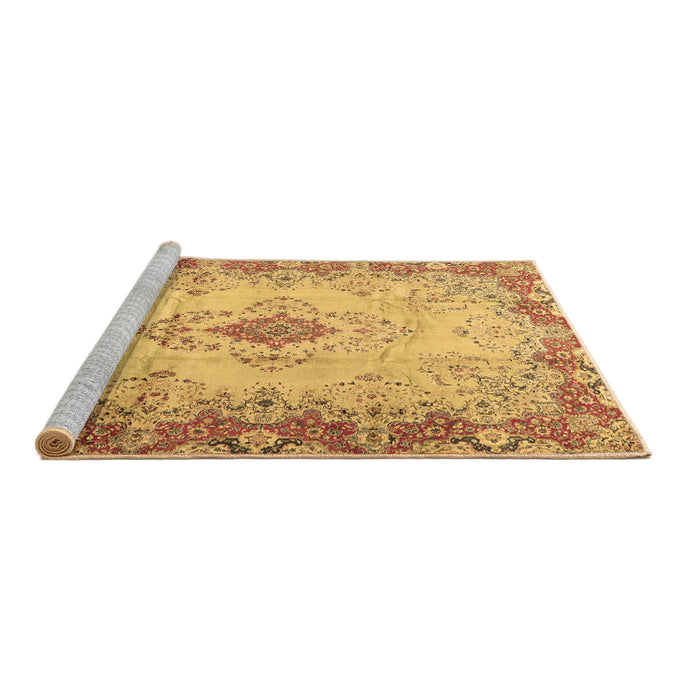 Sideview of Machine Washable Persian Brown Traditional Rug, wshtr2590brn