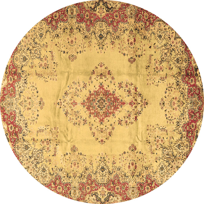 Round Machine Washable Persian Brown Traditional Rug, wshtr2590brn