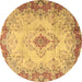 Round Machine Washable Persian Brown Traditional Rug, wshtr2590brn