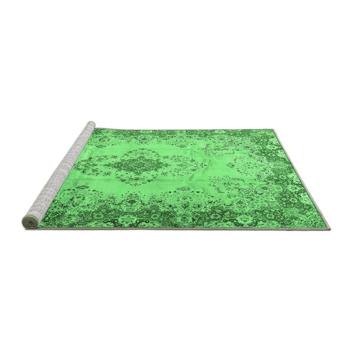 Sideview of Machine Washable Persian Emerald Green Traditional Area Rugs, wshtr2590emgrn