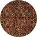 Round Machine Washable Persian Brown Traditional Rug, wshtr2591brn