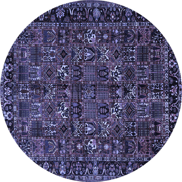 Round Machine Washable Persian Blue Traditional Rug, wshtr2591blu