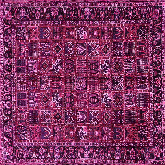 Square Machine Washable Persian Pink Traditional Rug, wshtr2591pnk