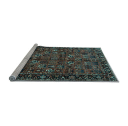 Sideview of Machine Washable Persian Light Blue Traditional Rug, wshtr2591lblu