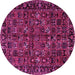 Round Machine Washable Persian Pink Traditional Rug, wshtr2591pnk