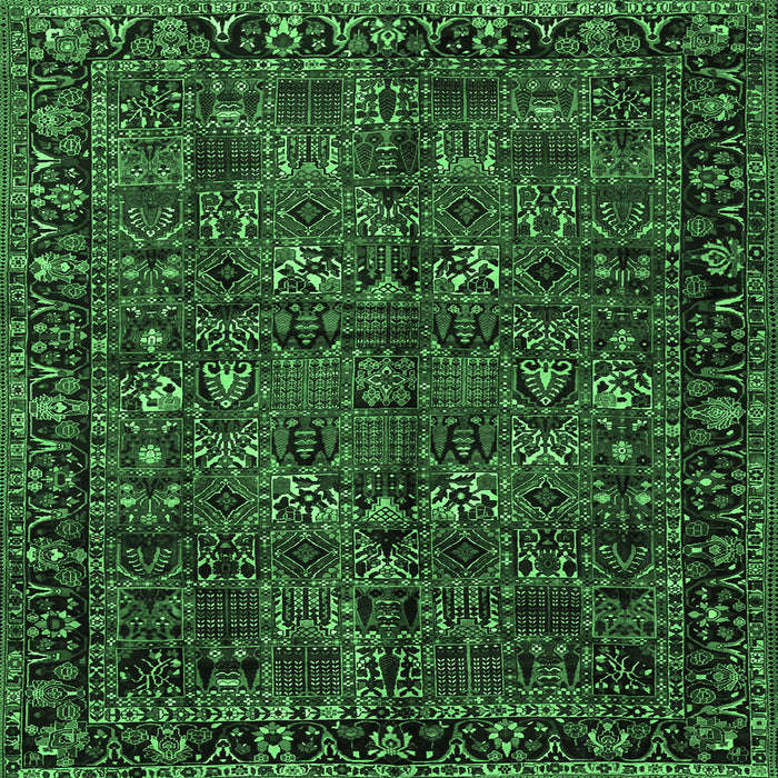 Square Persian Emerald Green Traditional Rug, tr2591emgrn