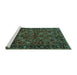 Sideview of Machine Washable Persian Turquoise Traditional Area Rugs, wshtr2591turq