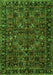 Serging Thickness of Machine Washable Persian Green Traditional Area Rugs, wshtr2591grn