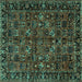 Square Persian Turquoise Traditional Rug, tr2591turq