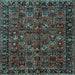 Square Machine Washable Persian Light Blue Traditional Rug, wshtr2591lblu