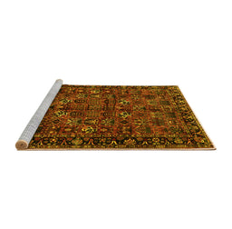 Sideview of Machine Washable Persian Yellow Traditional Rug, wshtr2591yw