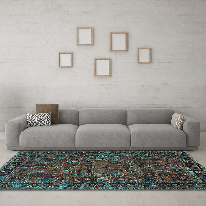 Machine Washable Persian Light Blue Traditional Rug in a Living Room, wshtr2591lblu