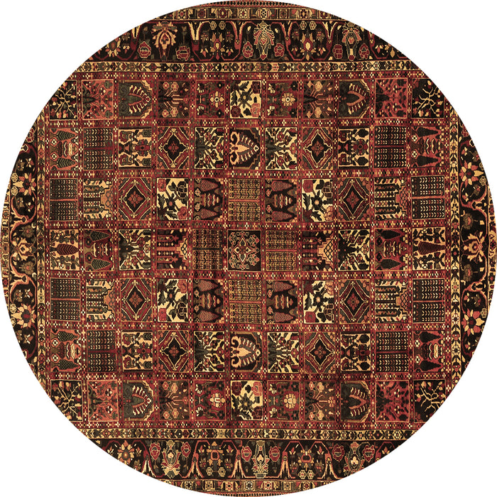 Round Persian Brown Traditional Rug, tr2591brn
