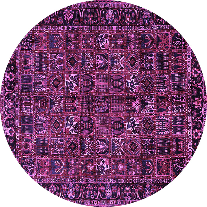 Round Machine Washable Persian Purple Traditional Area Rugs, wshtr2591pur