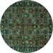 Round Persian Turquoise Traditional Rug, tr2591turq