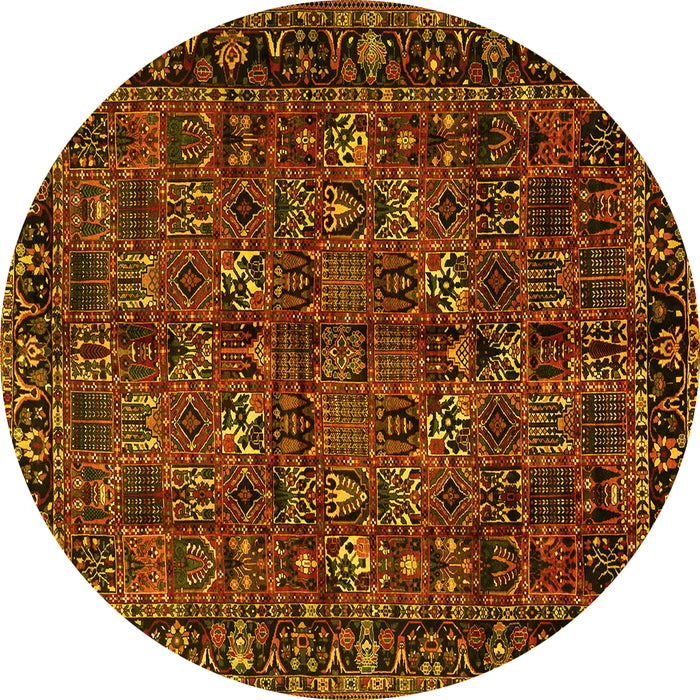 Round Persian Yellow Traditional Rug, tr2591yw