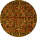 Round Persian Yellow Traditional Rug, tr2591yw