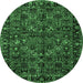 Round Persian Emerald Green Traditional Rug, tr2591emgrn