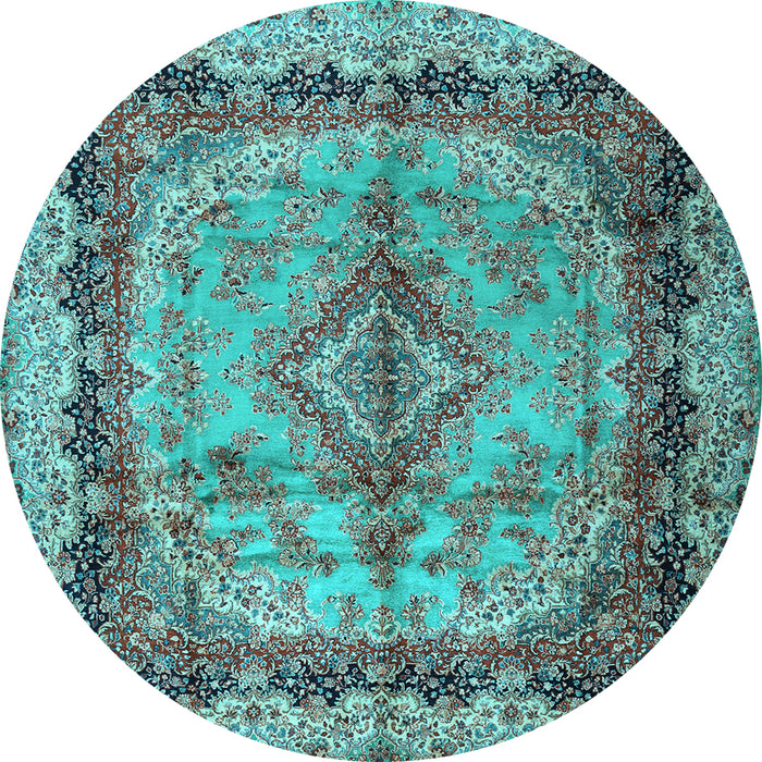Round Persian Light Blue Traditional Rug, tr2592lblu
