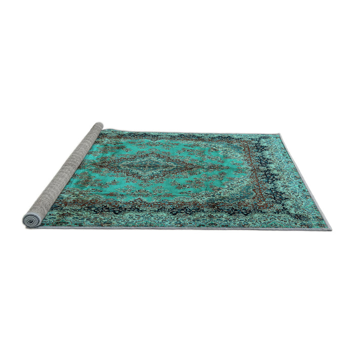 Sideview of Machine Washable Persian Light Blue Traditional Rug, wshtr2592lblu