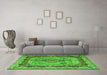 Machine Washable Persian Green Traditional Area Rugs in a Living Room,, wshtr2592grn