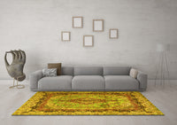 Machine Washable Persian Yellow Traditional Rug, wshtr2592yw