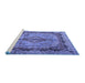 Sideview of Machine Washable Persian Blue Traditional Rug, wshtr2592blu