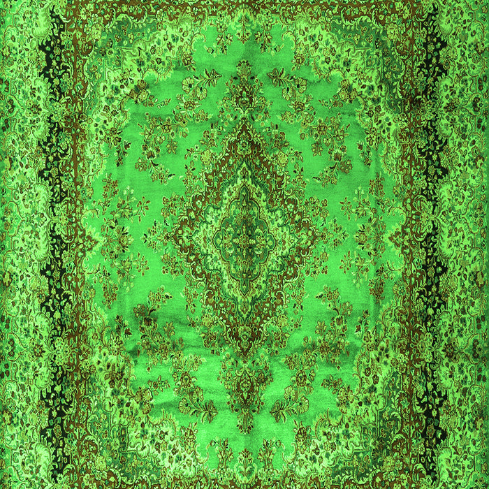 Serging Thickness of Machine Washable Persian Green Traditional Area Rugs, wshtr2592grn