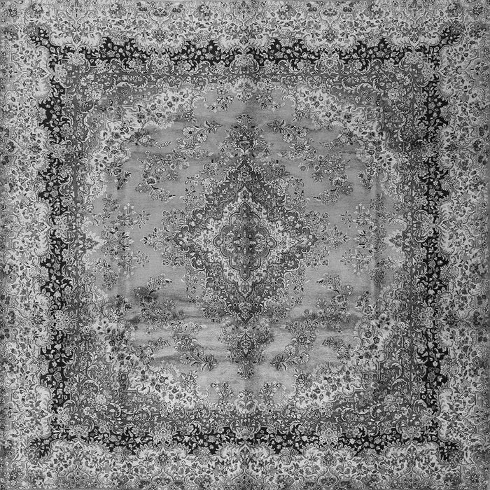 Round Machine Washable Persian Gray Traditional Rug, wshtr2592gry