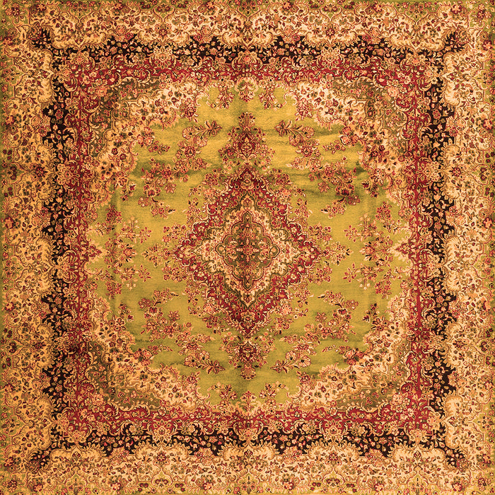 Round Machine Washable Persian Orange Traditional Area Rugs, wshtr2592org