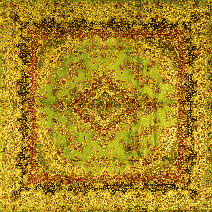 Square Machine Washable Persian Yellow Traditional Rug, wshtr2592yw