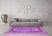 Machine Washable Persian Purple Traditional Area Rugs in a Living Room, wshtr2592pur