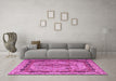 Machine Washable Persian Pink Traditional Rug in a Living Room, wshtr2592pnk