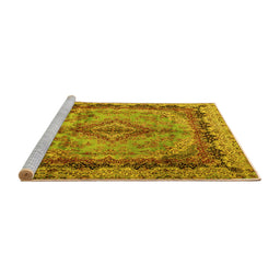 Sideview of Machine Washable Persian Yellow Traditional Rug, wshtr2592yw