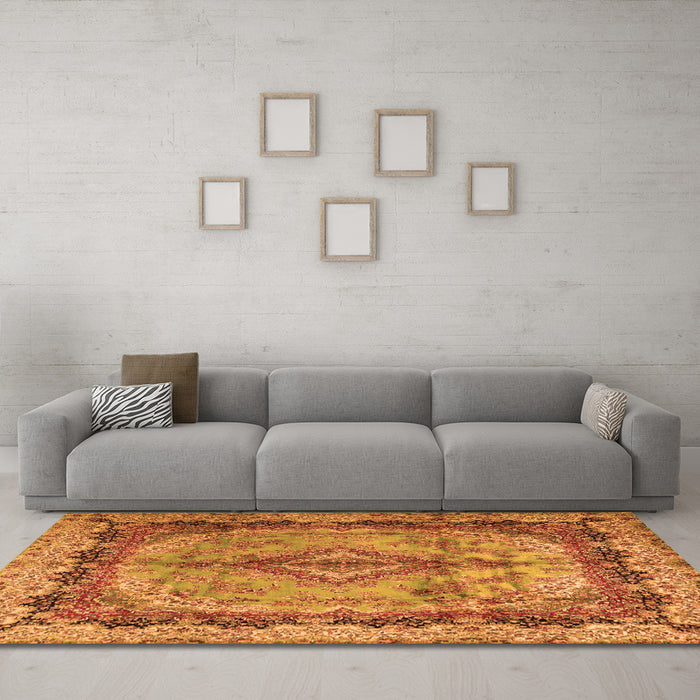 Machine Washable Persian Orange Traditional Area Rugs in a Living Room, wshtr2592org