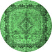 Round Persian Emerald Green Traditional Rug, tr2592emgrn