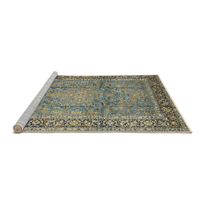Sideview of Machine Washable Traditional Gray Rug, wshtr2593